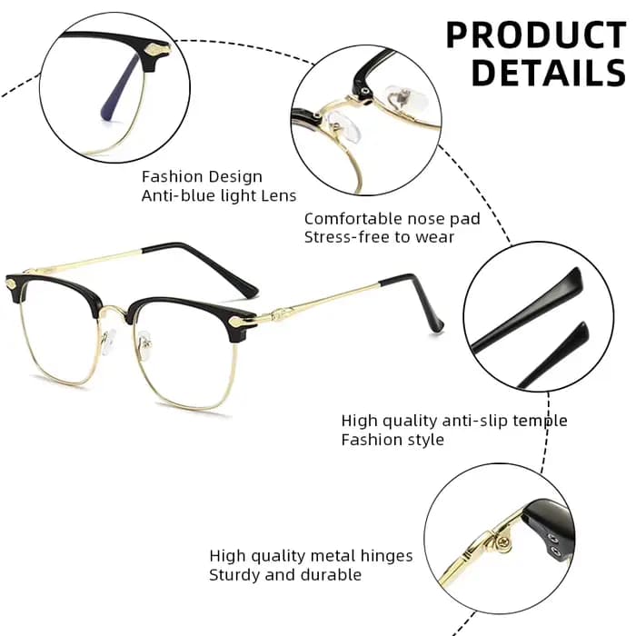 Mode Browline Anti-lumière bleue lunettes hommes femmes classique demi-monture