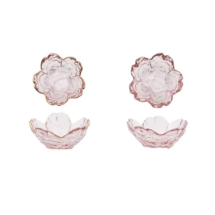Assiette d'assaisonnement en fleurs de cerisier, petit plat en verre, bol à Sauce incrusté d'or Nodic pour crème glacée, fruits, fournitures de cuisine