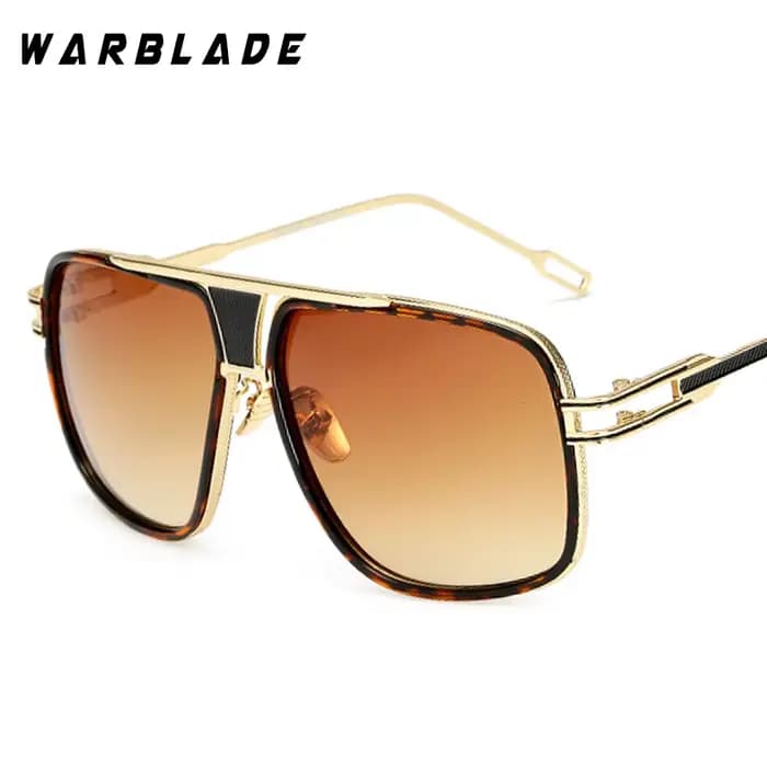 18K plaqué or carré hommes lunettes de soleil femmes Couple plat haut de gamme marque Design dames