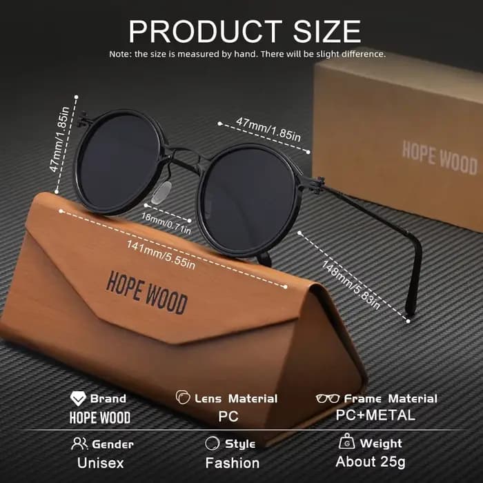 HOPEWOOD – lunettes de soleil classiques à petite monture ronde