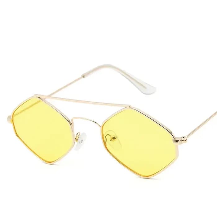 Lunettes de soleil océan polygonales pour femme avec monture métallique rétro et design à double faisceau