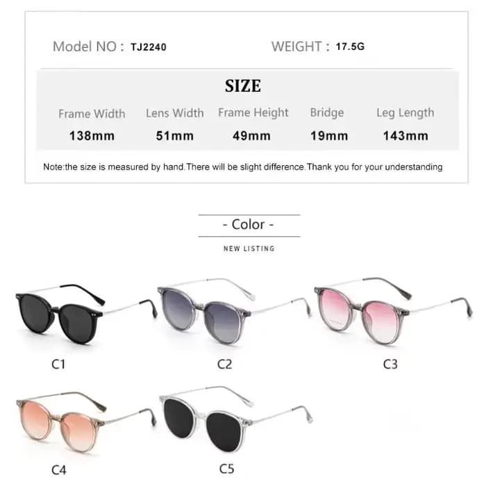 CLLOIO pince magnétique sur lunettes femmes conduite polarisé rond rose optique