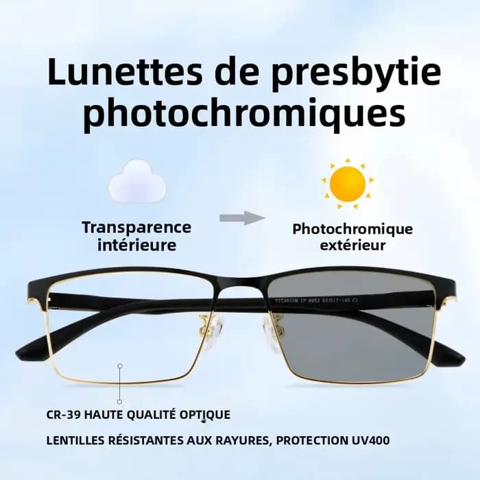 Lunettes de lecture photochromiques pour hommes