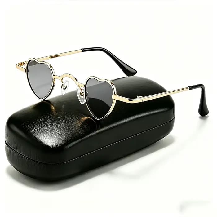 Lunettes de soleil vintage en métal en forme de petit cœur pour hommes et femmes