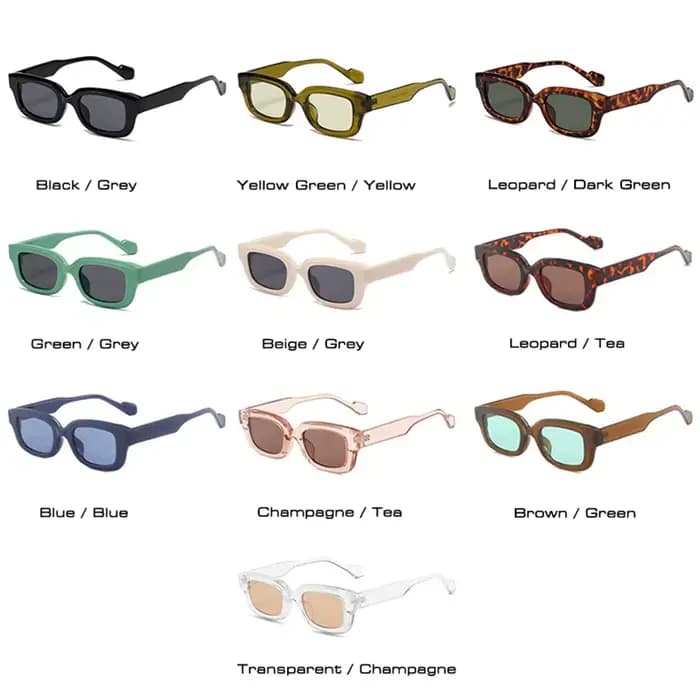 SO & EI rétro petit rectangle lunettes de soleil femmes bonbons couleurs nuances UV400 carré hommes