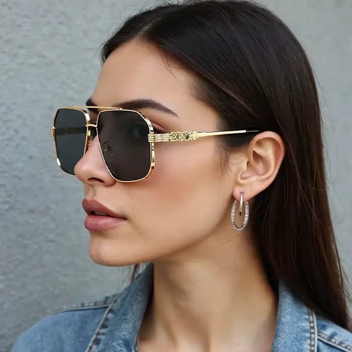 Lunettes de soleil à charnière en métal pour femmes