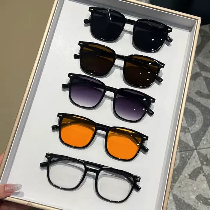 2025 nouvelles lunettes de soleil à lentille marron rétro monture carrée