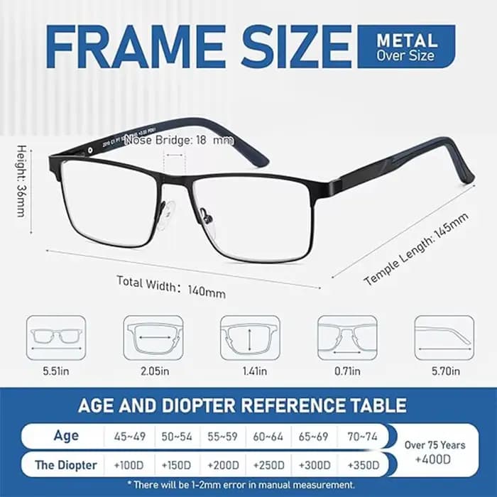 Lunettes de lecture progressives multifocales pour hommes