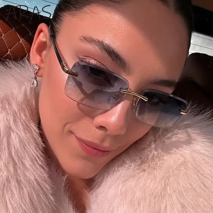 Sans monture Rectangle lunettes de Soleil Femmes 2026 De Luxe Designer De Mode Rétro En Métal