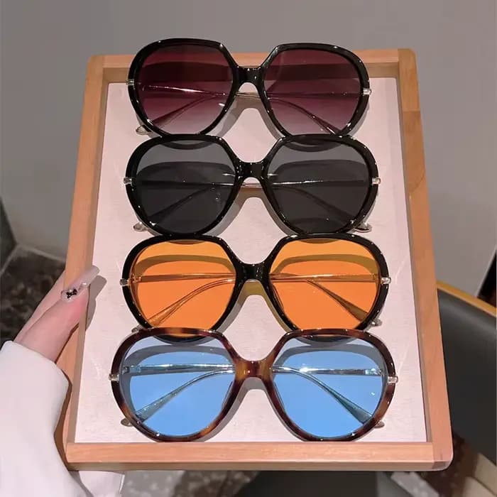 Lunettes de soleil rondes surdimensionnées tendance pour femmes et hommes