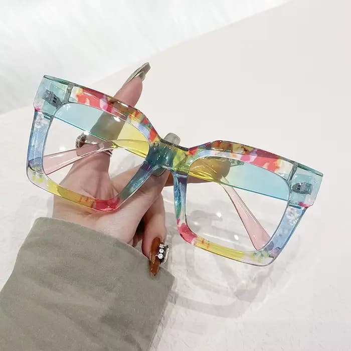 Lunettes de lecture surdimensionnées à rayures colorées pour femmes et hommes