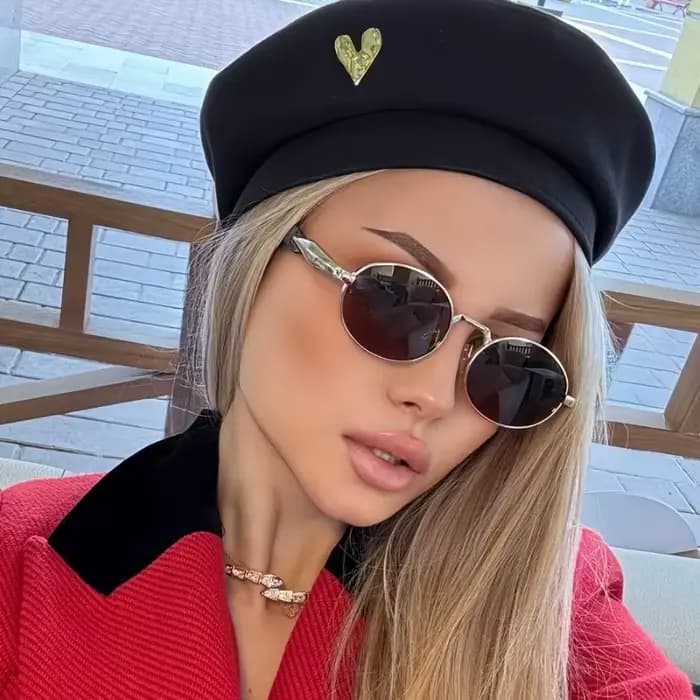 Lunettes de soleil vintage ovales en métal