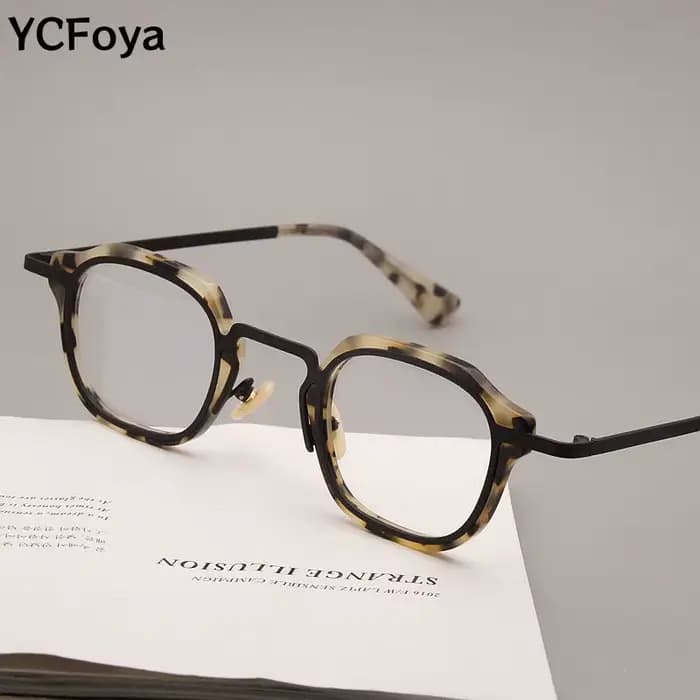YCFoya Lunettes Rétro Homme Monture Acétate Écaille de Tortue Marque Tendance Style Affaires Femme