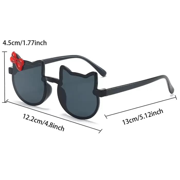 GM LUMIAS Lunettes de soleil sans monture en forme de chat multicolores populaires pour enfants avec nœud papillon