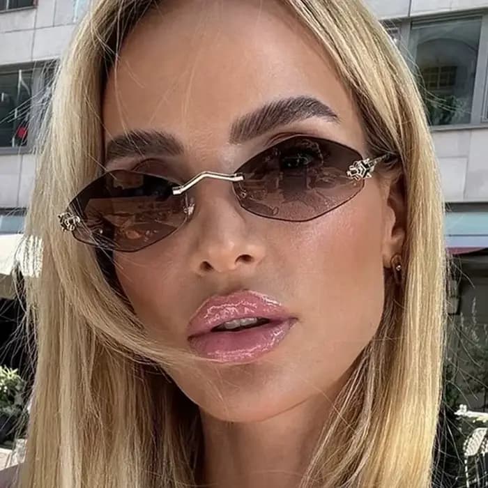 Vintage sans monture losange lunettes de soleil femmes pour hommes 2025 marque de luxe concepteur populaire Punk Hip