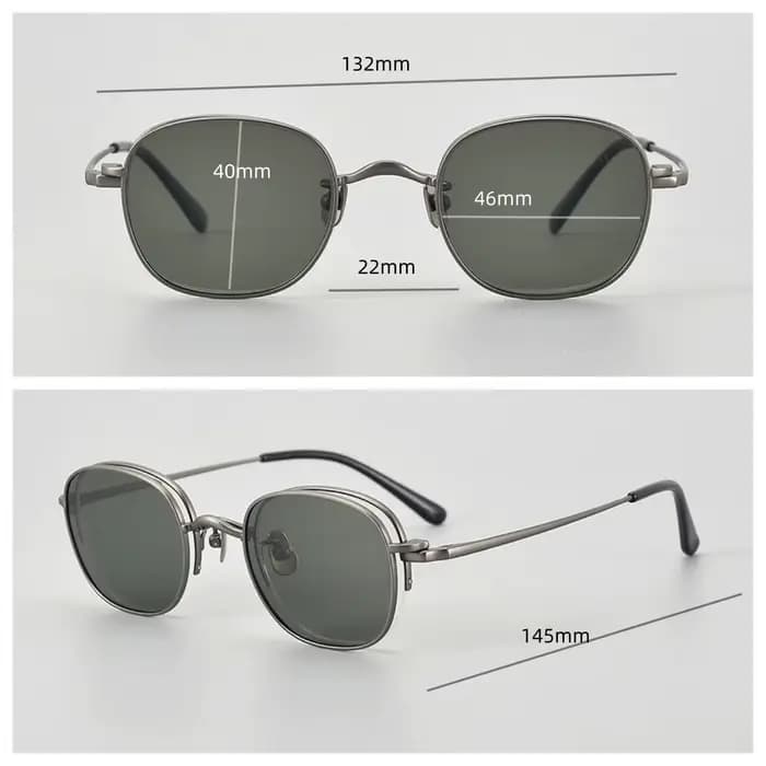 Lunettes de soleil 2 en 1 magnétiques de luxe vintage en titane pour homme