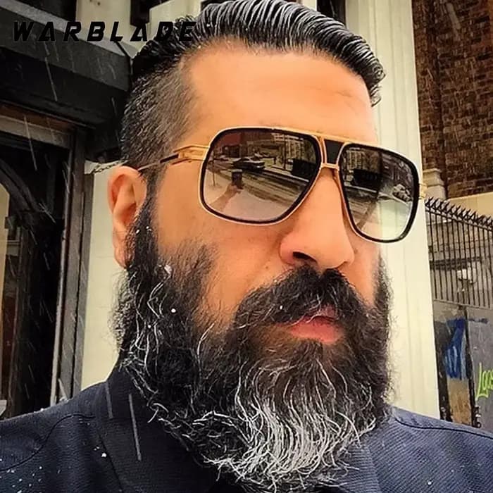 18K plaqué or carré hommes lunettes de soleil femmes Couple plat haut de gamme marque Design dames