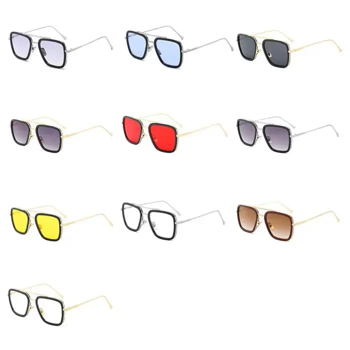 Lunettes de soleil mode cadre carré Tony Stark Style femmes
