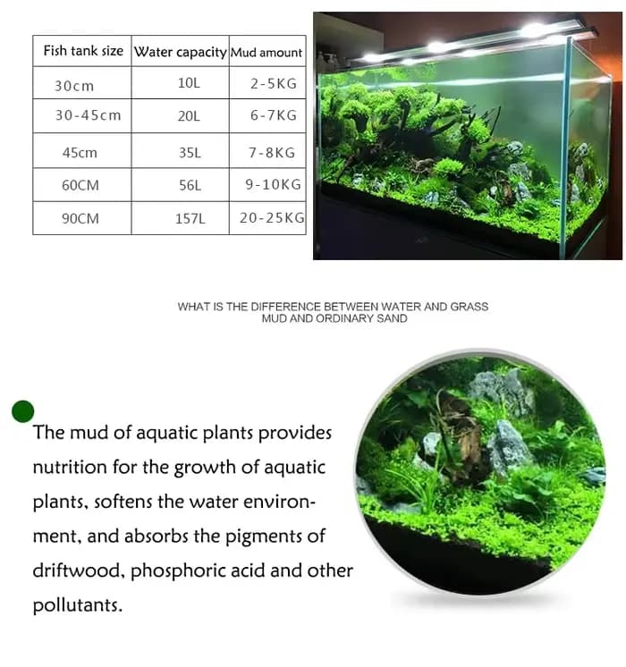 Sable d'Aquarium Astronomique Nutriment Sol Noir Eau de Boue Noire Précieuse pour Poisson