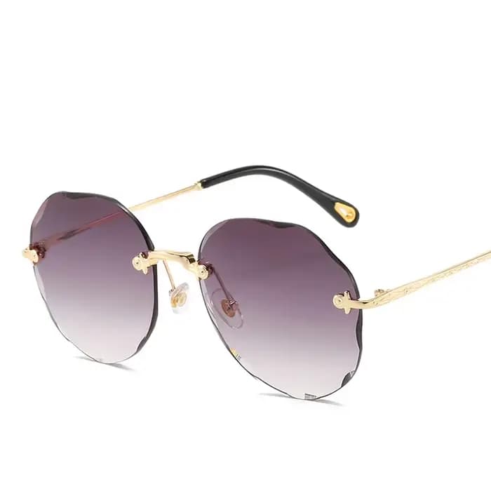 2025 nouveau élégant femme mâle Vintage mode dégradé lunettes de soleil coupe ronde sans monture
