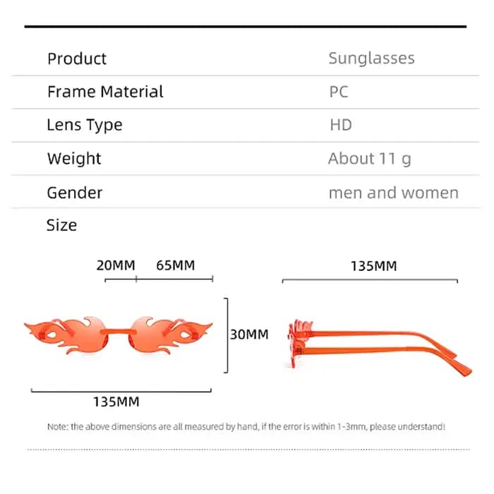 Lunettes de soleil flamme sans bords