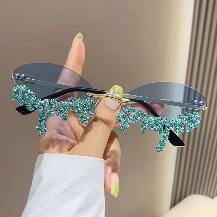 Lunettes de soleil sans monture en diamant pour femme