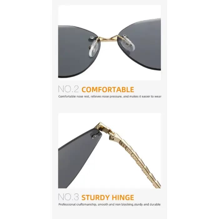 Diamant coupe Triangle or métal sans monture lunettes de soleil femmes hommes de luxe concepteur thé dégradé lentille
