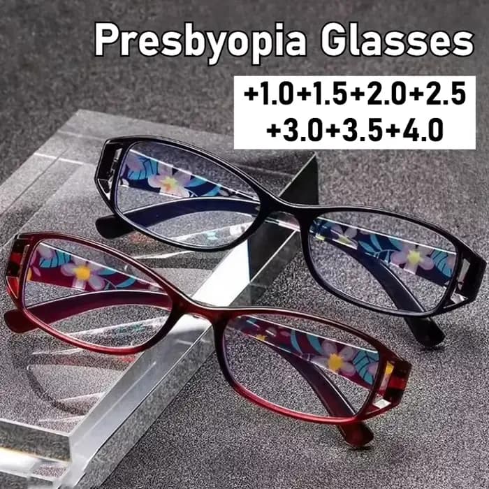 Lunettes de presbytie à monture florale colorée pour femmes