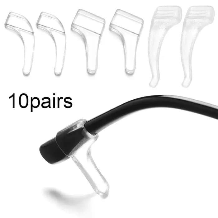 Crochets d'oreille en silicone coordonnants transparents pour lunettes