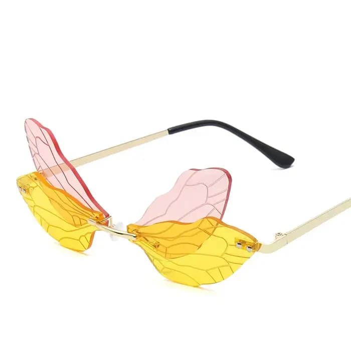 Lunettes de soleil vintage avec ailes de libellule pour homme et femme