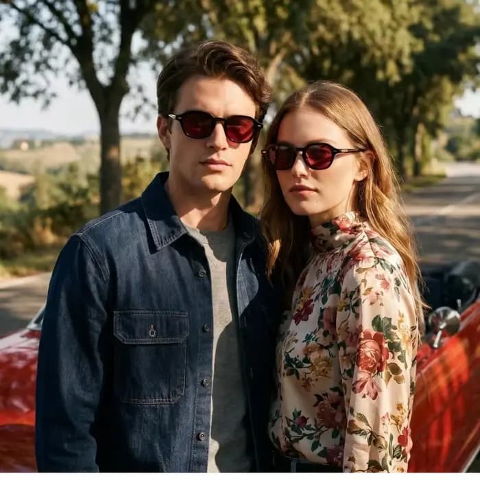 Lunettes de soleil vintage de luxe avec rivets
