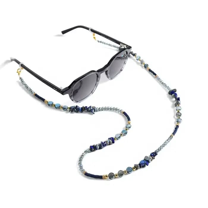 Chaîne de lunettes colorée avec perles et pierres de cristal