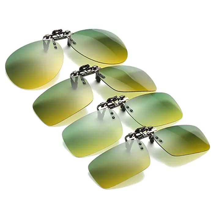Jour et nuit Flip Up Clip sur lunettes de soleil polarisées conduite Aviation surdimensionné S M L taille jaune vert
