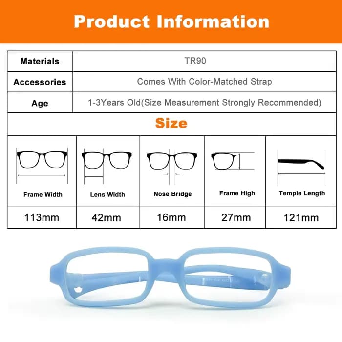 Lunettes pliables pour enfants, taille 42mm, avec cordon sans vis, monture de lunettes flexibles une pièce