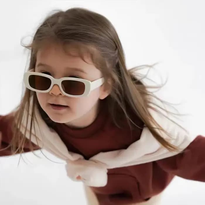 Enfants mignon Vintage givré Rectangle lunettes de soleil en plein air filles garçons doux