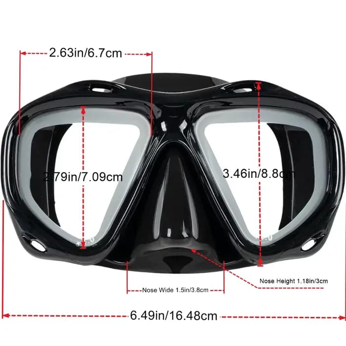 Masque de plongée pour hypermétropie (+2.0 à +5.0)-hypermétropie avec antibuée en verre trempé + tube de tuba