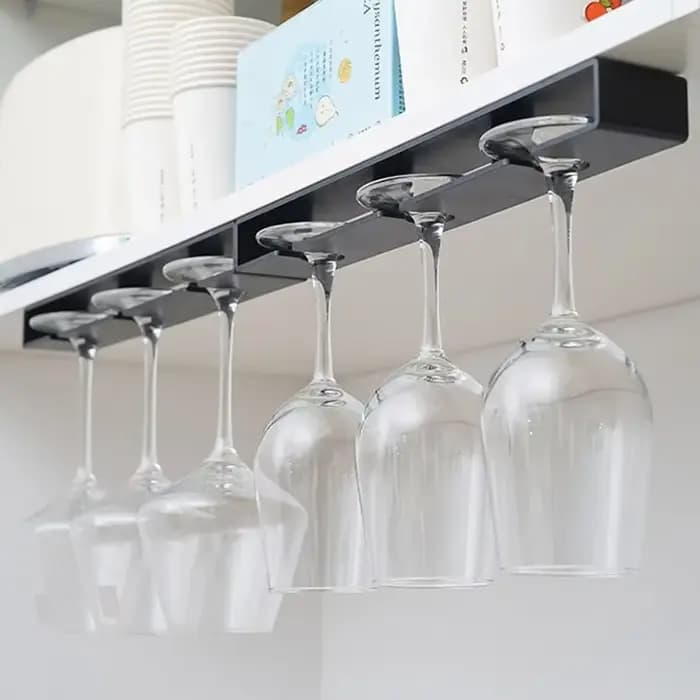 Support à verres à vin suspendu sans perçage, à installer sous l'armoire, pour la maison, la cuisine, le salon, égouttoir à verres à vin rouge à l'envers