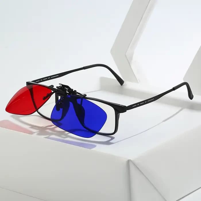 Lunettes 3D à clips, vert-rouge-bleu