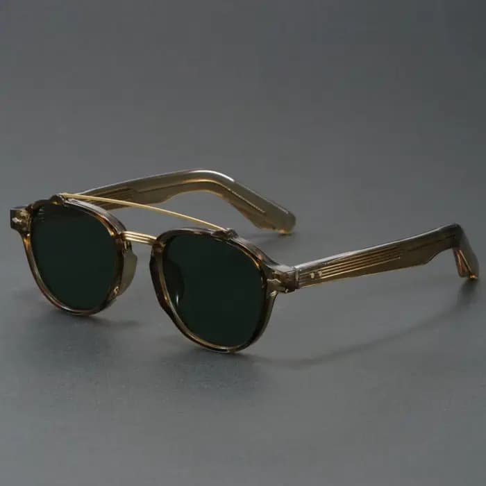 Lunettes de soleil rétro rondes à double pont unisexe