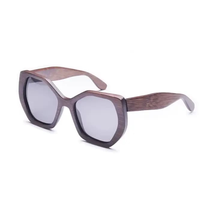 Lunettes de soleil Vintage hexagonales en bambou et bois