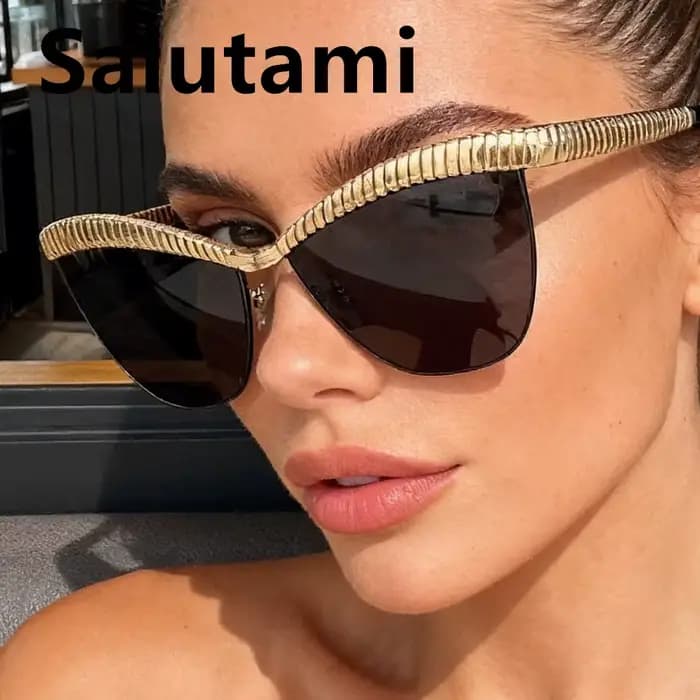 Lunettes de soleil œil de chat demi-cerclées uniques pour femmes