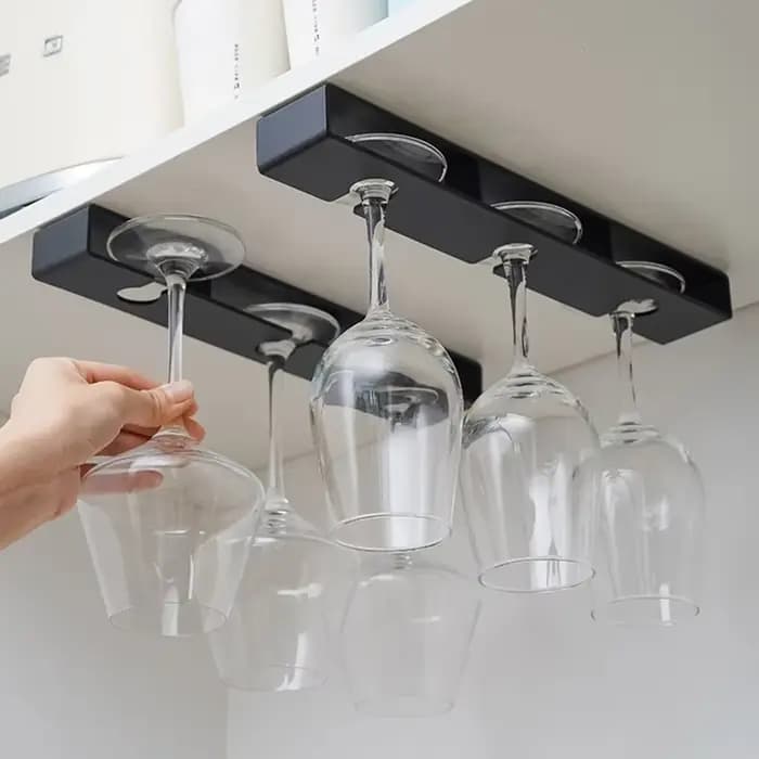 Support à verres à vin suspendu sans perçage, à installer sous l'armoire, pour la maison, la cuisine, le salon, égouttoir à verres à vin rouge à l'envers