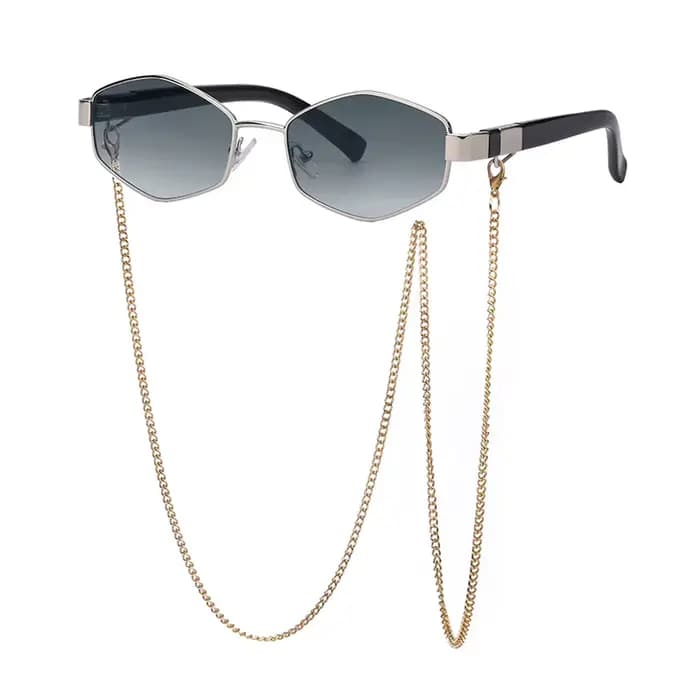 Lunettes de soleil punk 2026 avec chaîne