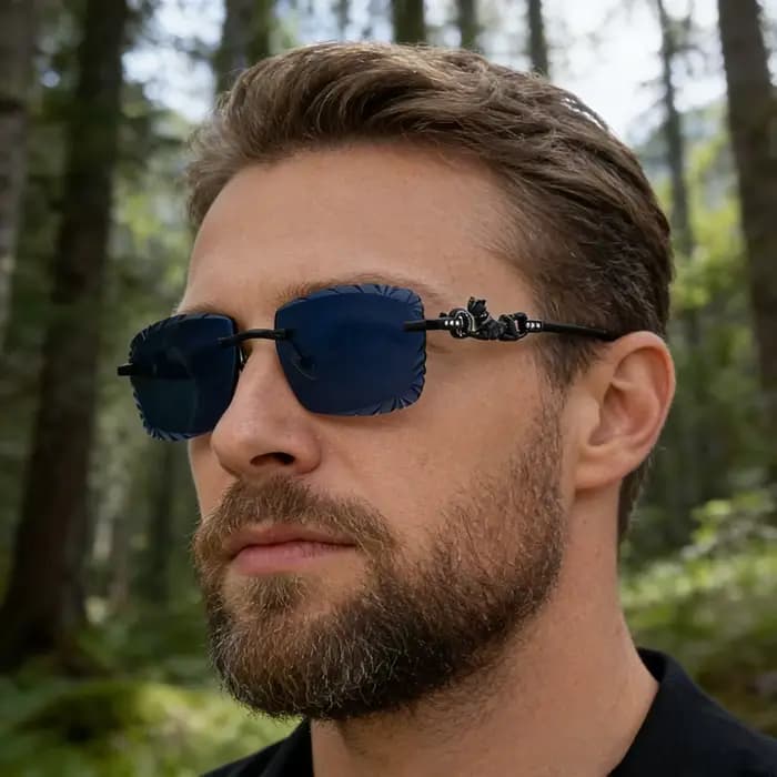 Lunettes de soleil carrées sans monture mimiyou pour hommes