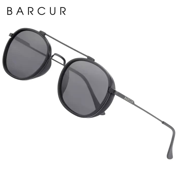 BARCUR Design lunettes De soleil rondes pour hommes femmes Retre
