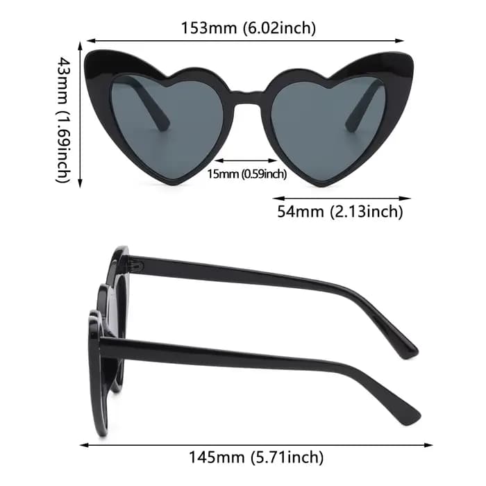 Lunettes de soleil en forme de cœur pour femmes