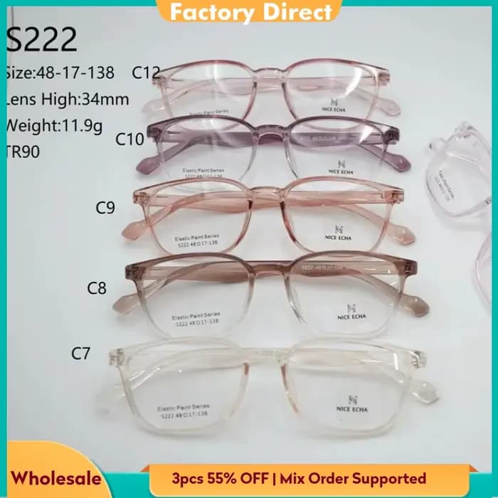 Nouvelles Lunettes Tendance Style Influenceur Monture Carrée Petite Taille TR90 pour Visage Fin et Amincissant Verres