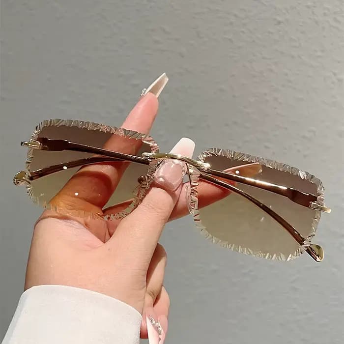 KAMMPT lunettes de soleil carrées sans monture hommes mode Vintage dégradé nuances décontractées femmes