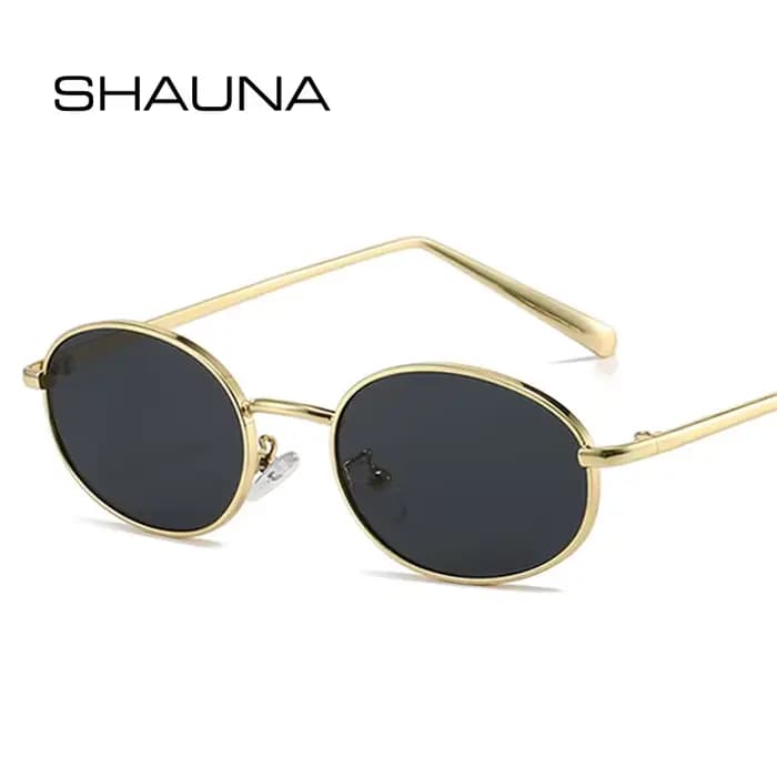 SHAUNA rétro petit ovale cadre en métal femmes lunettes de soleil UV400 hommes Punk