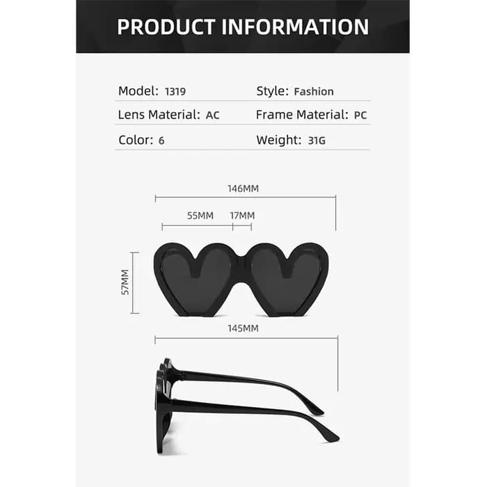 Lunettes de soleil en forme de cœur pour femmes